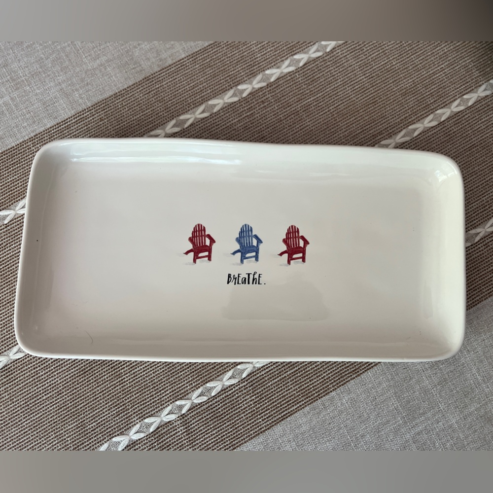 Rae Dunn Artisan Collection “Breathe” Rectangular Dish 14”x7” for serving/decor